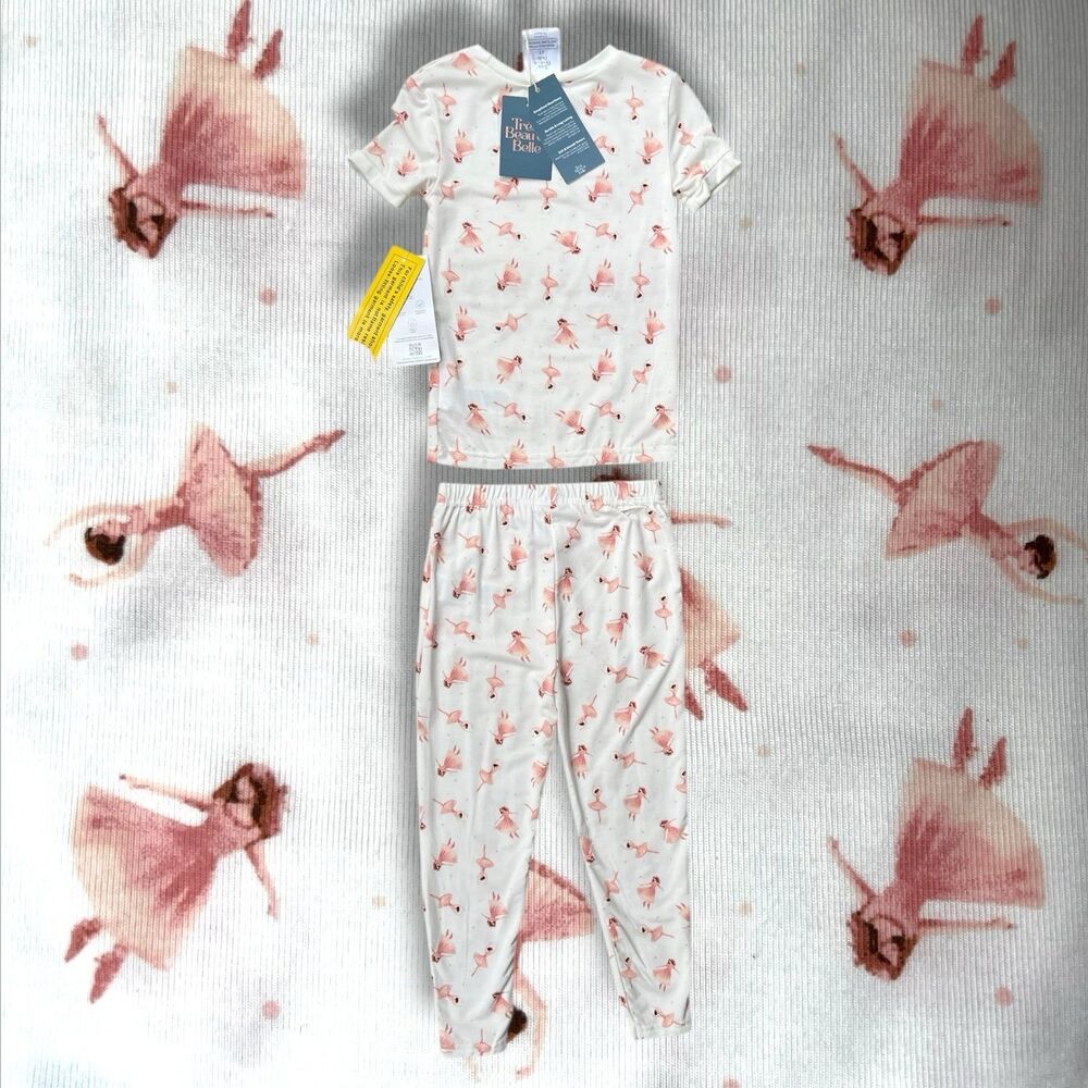Très Beau et Belle 2 Piece Girls Pajama Set Pink Ballerina Dance Print Size 4T